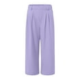 thumbnail image 4 of Audhol Capri Work Pants for Women! Womens Pants Casual Cropped Elastic Waist Summer Trousers 3/4 Length Pant with Pockets Wide Leg Capri Pants for Women Purple S, 4 of 7