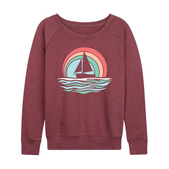 Instant Message - Sailboat Sunset - Women's Lightweight French Terry Long Sleeve Shirt