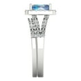 thumbnail image 3 of 1.57ct Brilliant Emerald Cut Blue Moissanite 14k White Gold Halo Solitaire with Accents Engagement Bridal Wedding Ring Band Set size 3.5, 3 of 7
