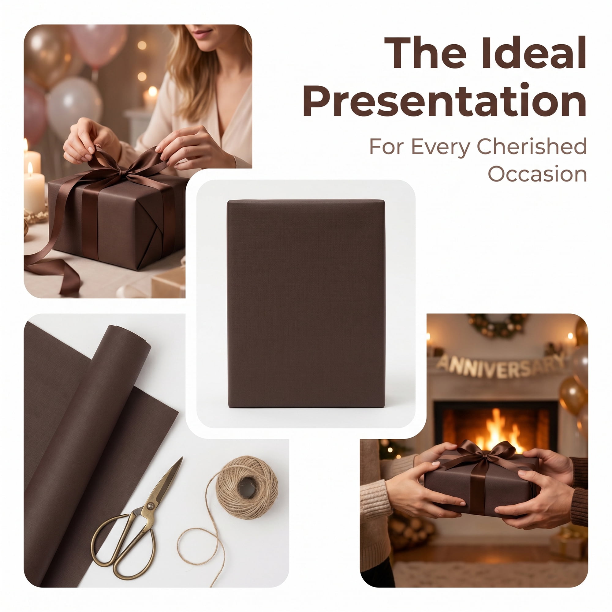 Unique Bargains Heavyweight Wrapping Paper for Gifts and Presentations Brown 27.6" x 19.7"