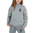 thumbnail image 3 of Girls Boys 2 Piece Tracksuit Athletic Sweatsuits Sets Hooded Sweatshirt and Jogger Sweatpants Clothing Casual Sets (Grey,6-7 Years), 3 of 3