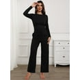 thumbnail image 2 of ANYFIT WEAR Women's 2 Piece Outfits Fall Tracksuits Long Sleeve Tee Tops Wide Leg Pants Spring Matching Loungewear Home Travel Sets, 2 of 6