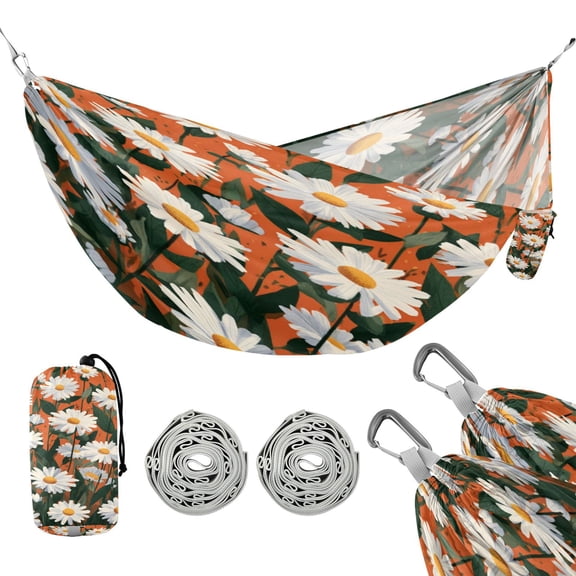 Hanging Hammock Portable Travel Camping For Outdooor Beach Camping Hiking White Flowerss
