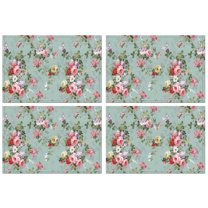 Pioneer Flower Floral Print Pattern Summer Placemats Table Placemats Set Of 4-Linen Kitchen Washable Placemats Table Mats 12x18 Inch Non-Slip Heat Resistant
