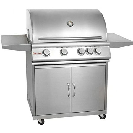 Blaze BLZ-4-LP + BLZ-4-CART Grill on Cart with 4 Commercial Quality 304 Cast Stainless Steel Burners 66 000 Total BTUs and 740 Square Inches of Total Cooking Space in Stainless Steel: Liquid (Best Quality Gas Grill)