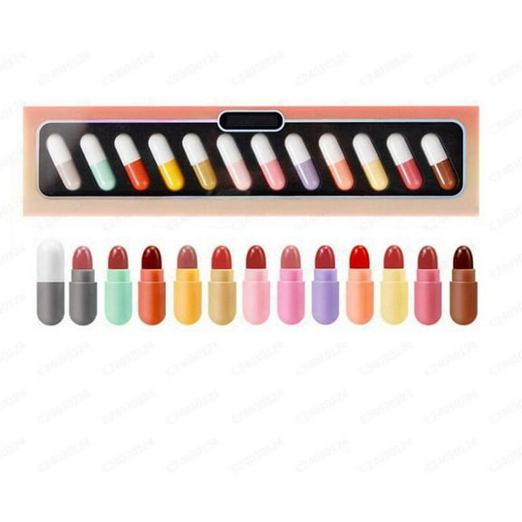 HHBEAUTY Lipstick Set 12 Colors,Mini Matte Lipstick,Pill Lipstick Set,Capsule lipstick,Waterproof Long Lasting Mini Capsules Lipstick,Travel Friendly,Cruelty Free,Gift for Friends