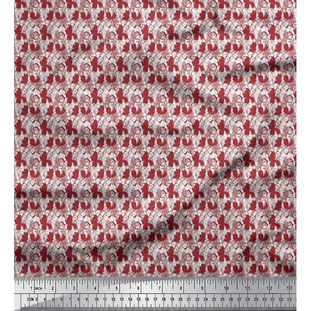 Soimoi Velvet Fabric Flower Artistic Printed Craft Fabric by The Yard 58 Inch Wide