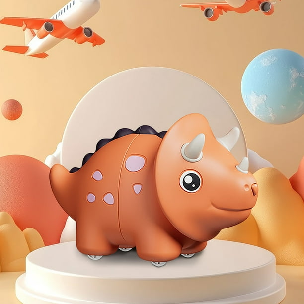 Coche de juguete inercial de dinosaurio | Vehículo telescópico triangular de deformación de dinosaurios | Resistente a colisiones | Diseño novedoso transformable | Materiales seguros y duraderos | 1