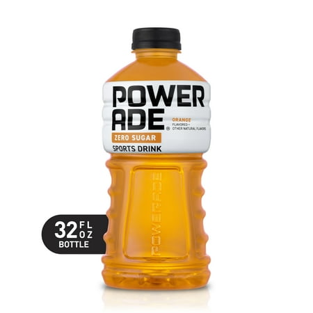 POWERADE Zero Sugar Orange, ION4 Electrolyte Enhanced Fruit Flavored Zero Sugar Zero Calorie Sports Drink w/ Vitamins B3, B6, and B12, Replenish Sodium, Calcium, Potassium, Magnesium, 32 fl oz