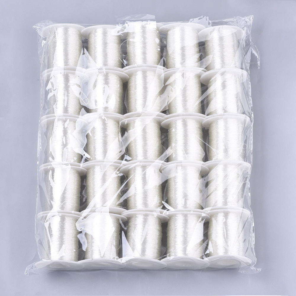 25 Roll Round Elastic Thread Stretchy Bracelet String Clear 0.6mm about 131.23 yards(120m)/roll