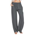 thumbnail image 1 of Pantalones anchos de lino casuales y sueltos para mujer de talla grande de Europa y América, 1 of 5