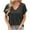 Black, variant on Summer Fashion Plus Size Tshirts for Women New Solid Color V-neck Stripe Knitted Sleeved With A Slit At The Hem