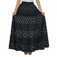 thumbnail image 6 of Bimba Long Flaired Cotton Skirt Boho Style Maxi Elastic Waist Bottoms, 6 of 6