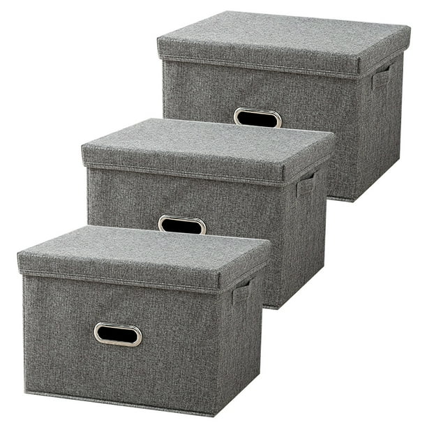 1/2/3PCs Large Linen Fabric Foldable Cube Storage Bins with Lids Organizer Containers Baskets