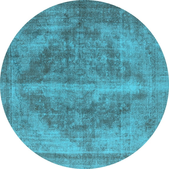 Ahgly Company Indoor Round Oriental Light Blue Industrial Area Rugs, 8' Round