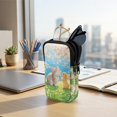 thumbnail image 7 of SEANATIVE Portable Sunglasses Case Neoprene Eyeglasses Pouch with Zipper, Dual Compartment Glasee Pouch Lightweight Protective Eyewear Case Multifunctional Glasses Bag, Cat Rabbit Cherry Blossom, 7 of 7
