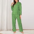 thumbnail image 2 of KLL Cactus Print Women's Long Sleeve Pajamas with Pants Sleepwear Loungewear 2 Set-Medium, 2 of 7
