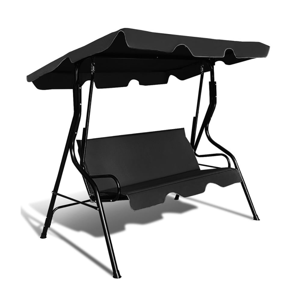 Aimee Lii 3 Seats Patio Canopy Swing, Swing Chair Outdoor, Black Aimee Lii 3 Seats Patio Canopy Swing, Swing Chair Outdoor, Black