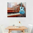 thumbnail image 3 of RUIYC Music Wall Art for Living Room, PIY Cool Guitar Canvas Picture of out like an Arrow on Piano Keyboard, Abstract Musical Theme Painting (Waterproof Artwork, ) 16x12in, 3 of 5