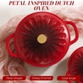 thumbnail image 2 of Ktaxon 5QT Enameled Cast Iron Dutch Oven with Upgraded Textured Handles, Petal-Shaped Design, Induction Compatible, Oven Safe to 500°F, Cherry Red, 2 of 12
