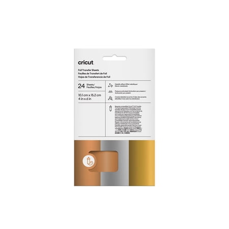 Cricut® Foil Transfer Sheets Sampler, Metallic (24 ct), 4" x 6",Sampler