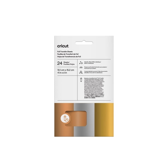 Cricut® Foil Transfer Sheets Sampler, Metallic (24 ct), 4" x 6",Sampler