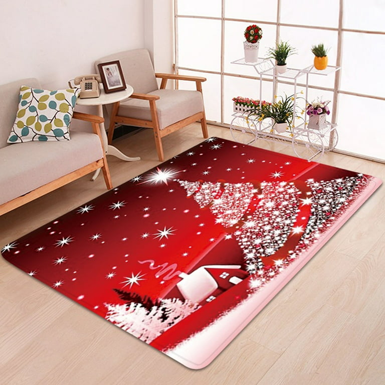 Small Christmas Rug 2X3 Red Bathroom Throw Area Rugs with Rubber Backing  Washabl