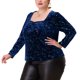 thumbnail image 2 of Plus Size Blouses for Women Sweetheart Neck Long Sleeve Stars Velvet Top 4X Dark Blue, 2 of 6