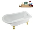 thumbnail image 3 of 58" Streamline N4860GLD-WH Soaking Clawfoot Tub and Tray With External Drain in Glossy White and Polished Gold Clawfeet, 3 of 11