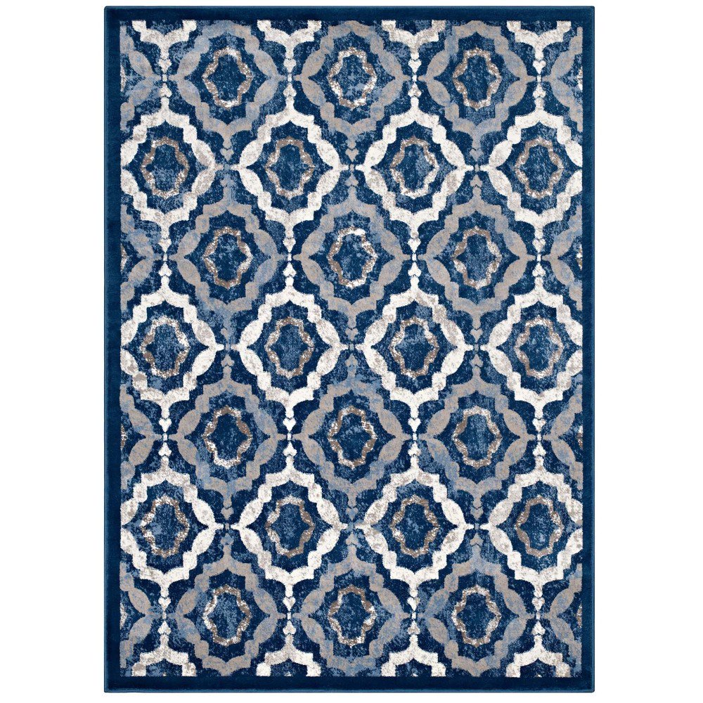 Modway Kalinda Rustic Vintage Moroccan Trellis 8x10 Area Rug in Beige