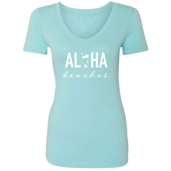 Aloha Beaches (cocktail) Womens V-Neck Tee