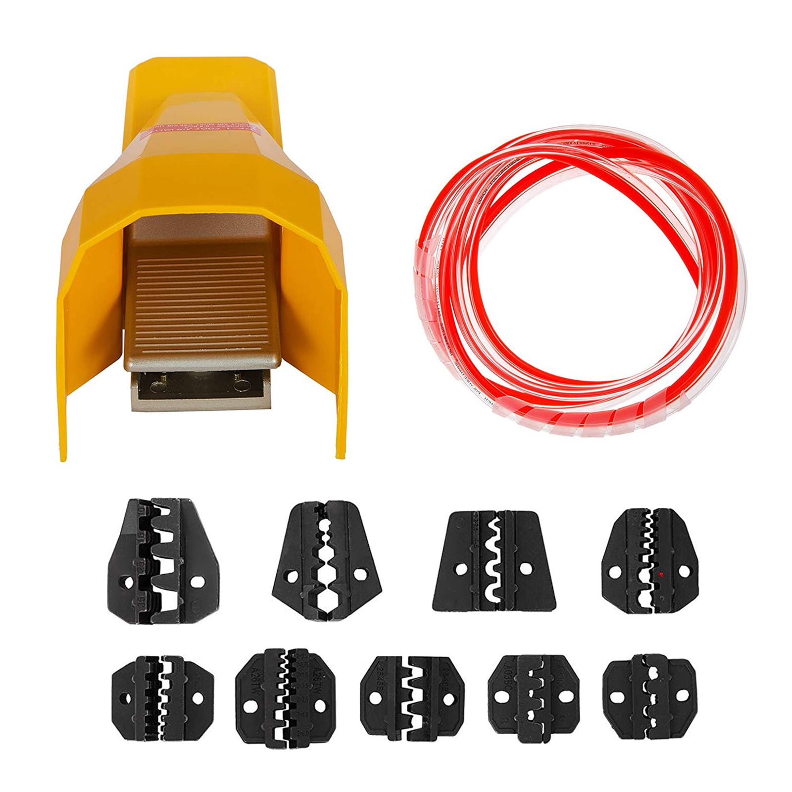 KFFKFF Pneumatic Crimping Tool Am-10, Air-Powered Wire Terminal Crimping Machine for Up to 16mm², Crimper Plier with 10 Die Sets for Various Terminal Types