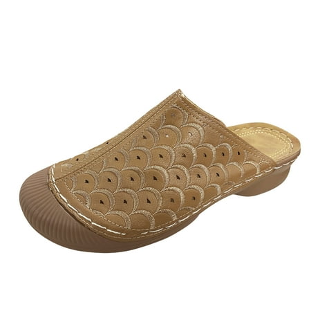 

nsendm Womens Water Sandals with Hard Soles And Arch Support Fashion Wedge And Color Fat Tire Slides Sandals Women Brown 9.5