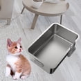 thumbnail image 3 of Caja de arena para gatos, orinal para gatos, acero inoxidable, semicerrado con asa de transporte lateral, orinal para gatos, inodoro, bandeja de arena Fernando Bandeja de arena para gatos, 3 of 8