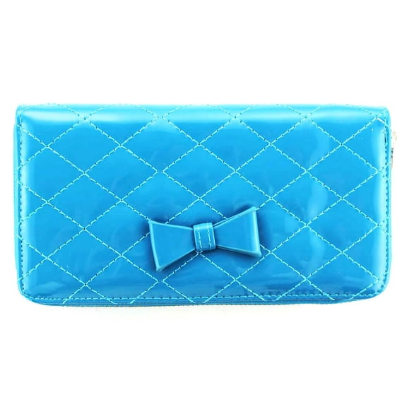 Quilted Compact Purse - Slim & Convenient Womans Wallet (Blue)