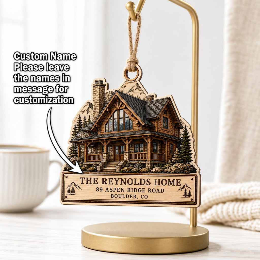 Personalized New Home Ornament Custom Wooden Keepsake for Housewarming
