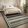 thumbnail image 3 of ODIKA 8'x10' Washable Area Rug Non-Shedding, Easy Care, Modern Farmhouse With Bold Pinstripe And Banded Border Striped Flowing Dynamic for King Size Bedroom Under Bed, Master Suite, 3 of 7
