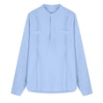 thumbnail image 1 of Hombres Casual Algodón sólido y lino Cuello alto Jersey Bolsillo Manga larga Camisa abotonada Pompotops oipoqjl52974, 1 of 8