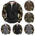 thumbnail image 4 of guisaled Mens Camo Sweatshirt Crewneck Half Zip Up Long Sleeve Pullover Tops Fall Winter Outdoor Camouflage Camping Hunting Shirts Sale, 4 of 5