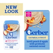 Gerber Toddler Food Cereal, Probiotic Oatmeal Cereal, Lentil Peach & Apple, 8 oz