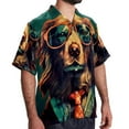 thumbnail image 2 of Retro Dog Men's Short Sleeve Button Down Beach Shirts, Casual Printed Summer Unisex Tops, 2 of 6