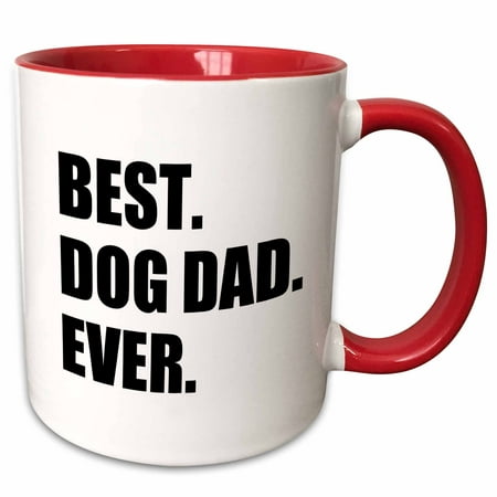 3dRose Best Dog Dad Ever - fun pet owner gifts for him - animal lover text - Two Tone Red Mug,