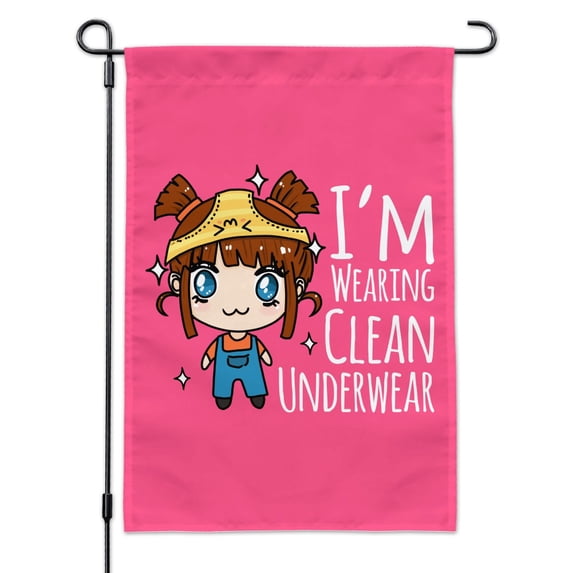 I'm Wearing Clean Underwear Kawaii Chibi Pigtails Garden Yard Flag