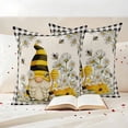 thumbnail image 3 of Farm Gnome Pillow Covers 2 Pack White Daisy Bee Vintage Farm Black Plaid Pillowcase Waterproof Outdoor Throw Pillow Cover for Patio Garden Square Cushion 16”x16”, 3 of 9