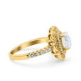 thumbnail image 2 of Yellow Tone, Simulated Cubic Zirconia Size-8 Halo Vintage Style Art Deco Solitaire Accent Oval Wedding Engagement Ring 925 Sterling Silver, 2 of 7