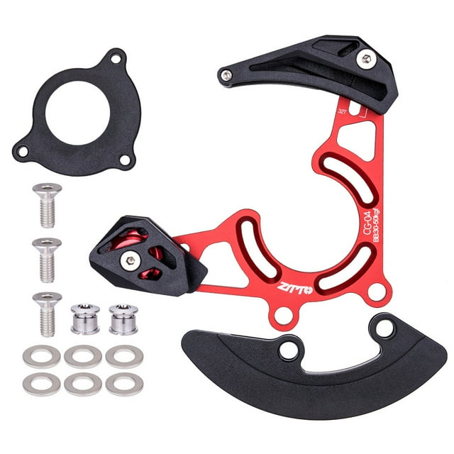 Guía de cadena de bicicleta Disco único Aleación de aluminio Drop Catcher Ciclismo Placa ligera Marco Protector Conjunto Accesorio Rojo kenally OD002639-01B