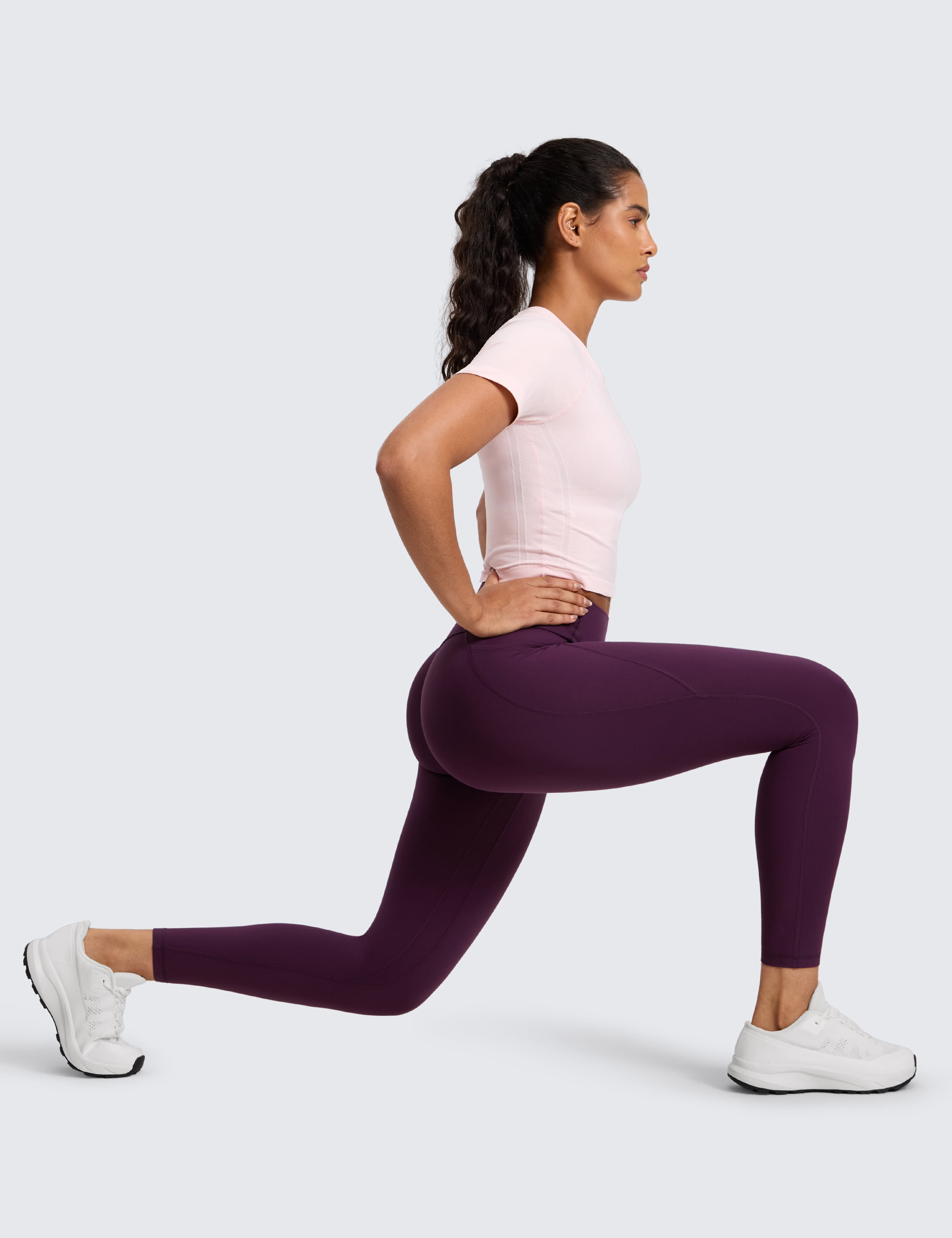 CRZ YOGA Secretsculpt Butterlift Workout Leggings Pockets 25" No Front Seam High Waist Womens Yoga Pants Scrunch Butt