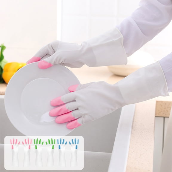 Nsxcdh up to 60% off Gifts Reusable Natural Rubber Dishwashing Gloves with Non-Slip Grip, Durable Cleaning Gloves for Kitchen and Household Tasks, One Pair Included End-of-Season Clea-rance Discounts