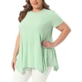 thumbnail image 4 of Agnes Orinda Women's Plus Size Easter Tunic Tops  Summer Crew Neck Flowy Swing Loose Short Sleeve Knit T Shirt Tops Blouse Casual 1X Mint Green, 4 of 6
