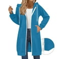 thumbnail image 4 of Cardigan Sweaters For Women Long Zip Up Double Zipper Fleece Jacket Sweatshirts Fall Winter Fashion Clothes Polyester Coats 1Pc Blue L Sweaters For Women, 4 of 8